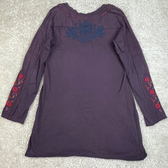 Johnny Was Los Angeles Embroidered Floral Tunic Top Purple - Picture 2 of 7